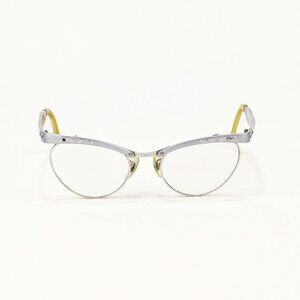 Vintage 50s Silver WHITNEY 5-3/4 "Evening Breeze" Etched Cat Eye Glasses